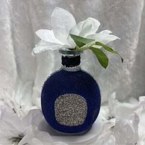 Elegant Blue and Silver Decorative Vase
